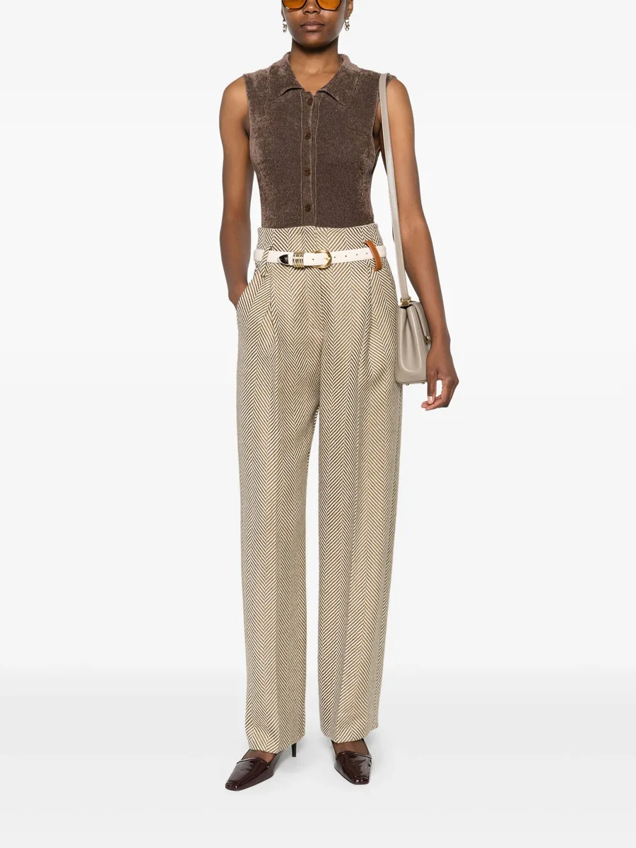 брюки со складками и узором в елочку 3