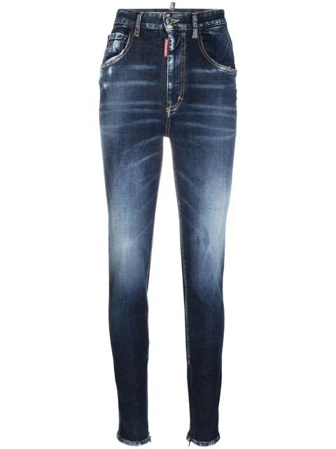 high-waisted faded skinny jeans