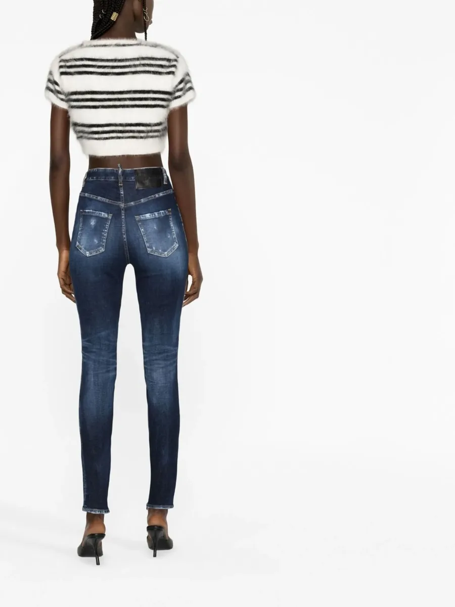 high-waisted faded skinny jeans 5
