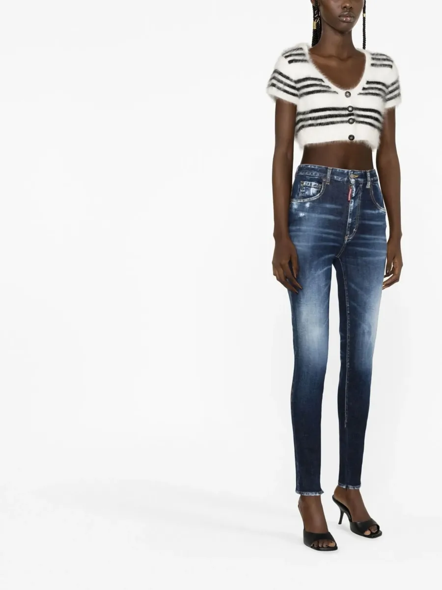 high-waisted faded skinny jeans 7