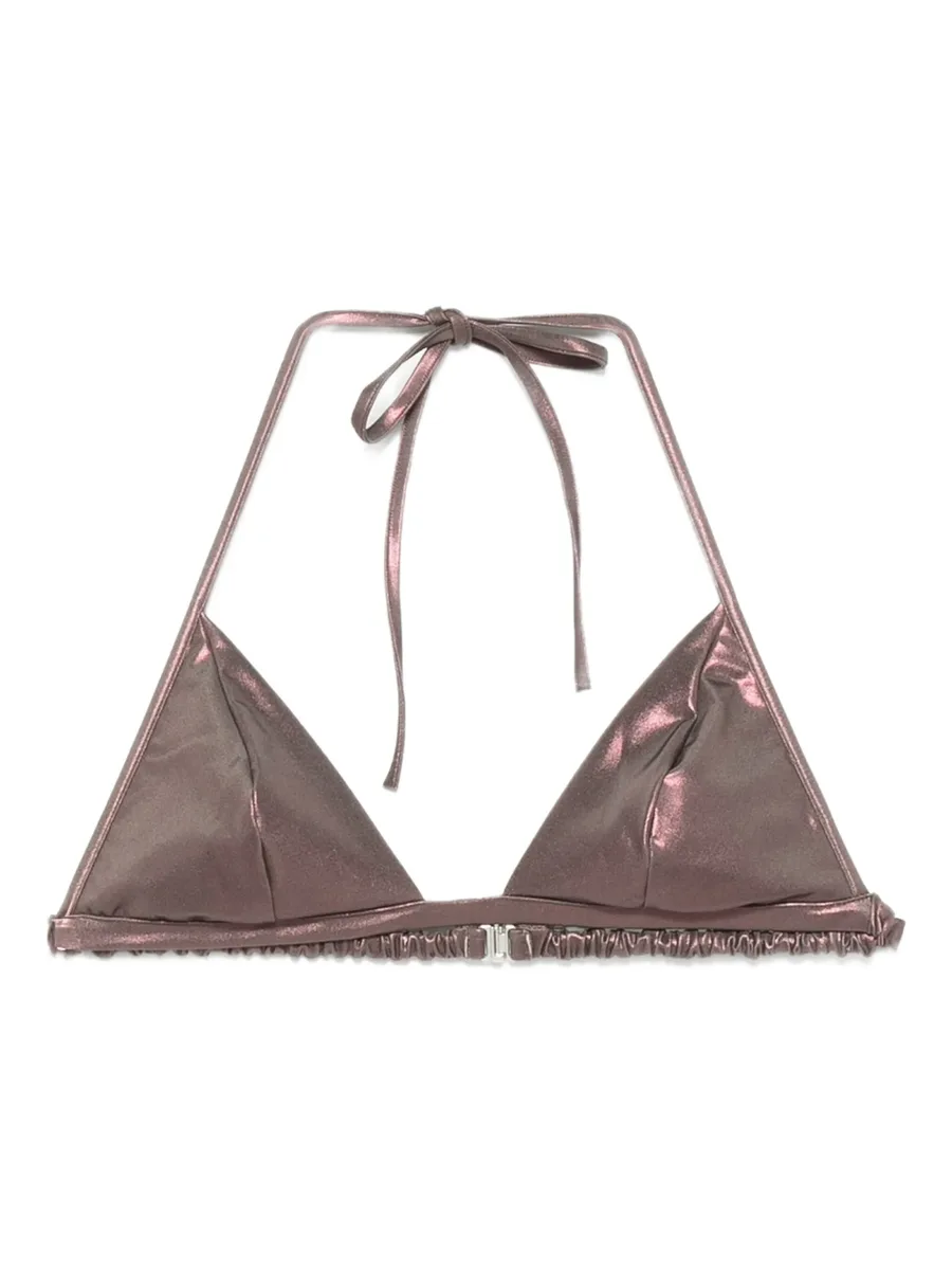 metallic-effect halter bikini top 2