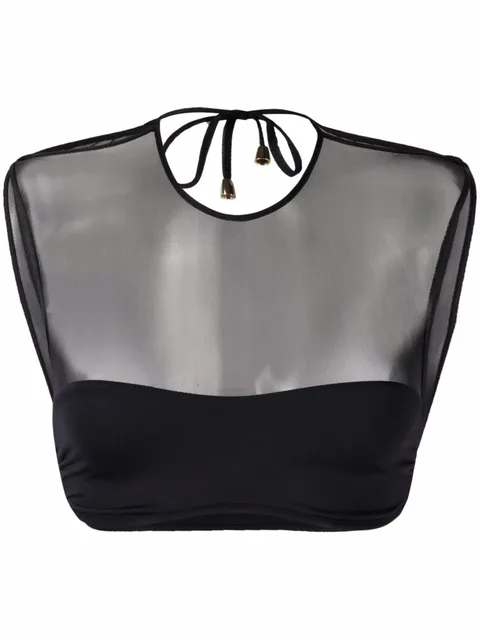 Anna tulle-panel bikini top