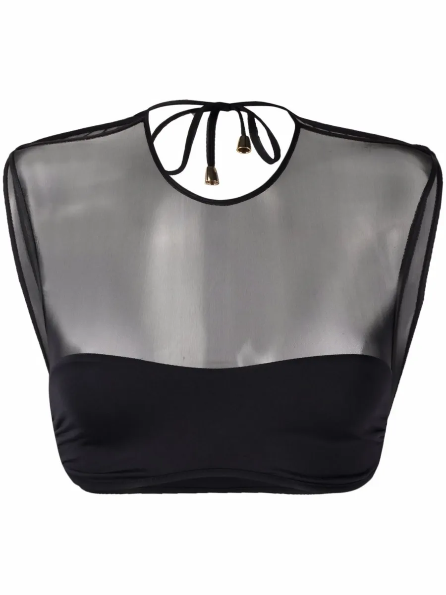 Anna tulle-panel bikini top 2