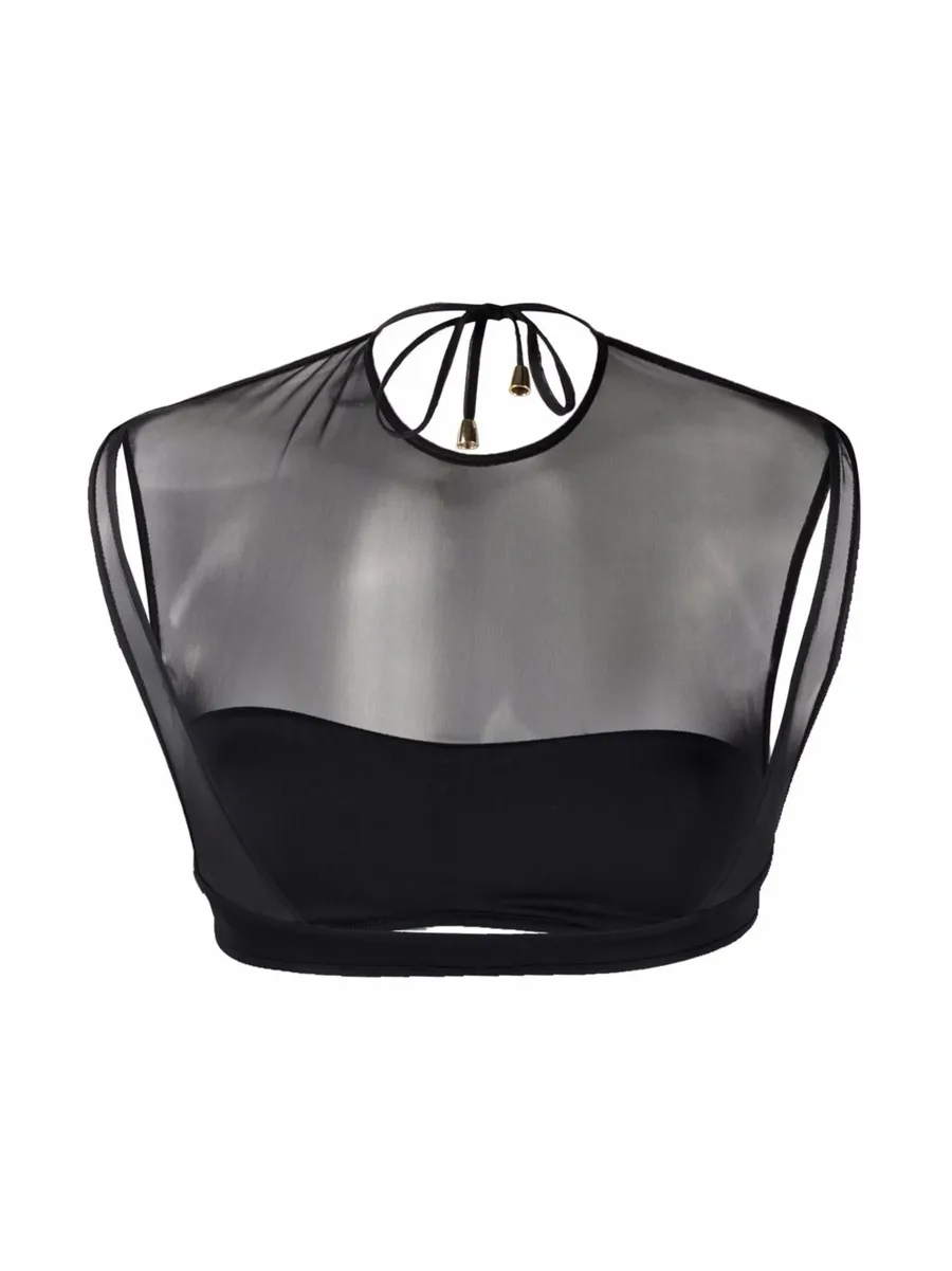 Anna tulle-panel bikini top 4