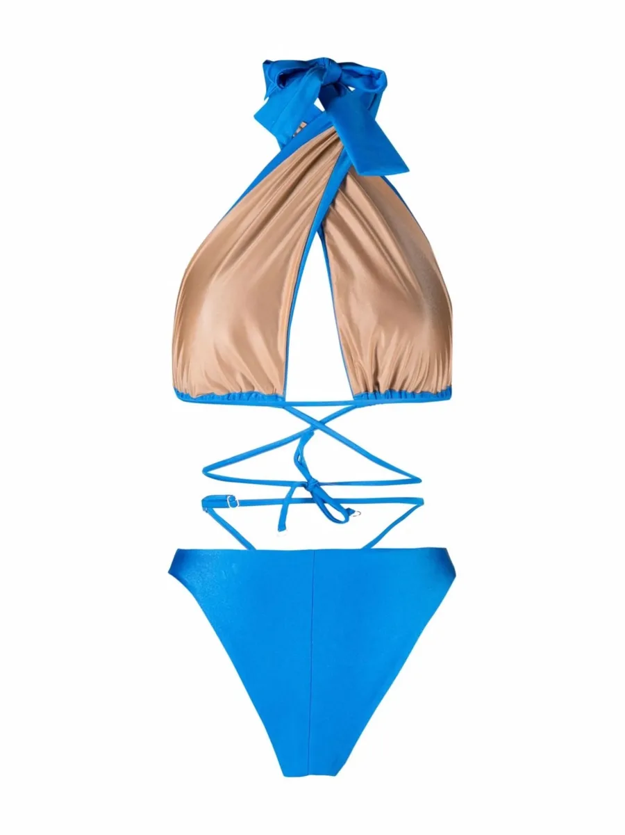 lattice-strap halterneck swimsuit 4