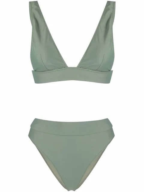 high-waisted V-neck bikini set