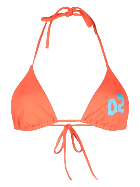 logo-print bikini top