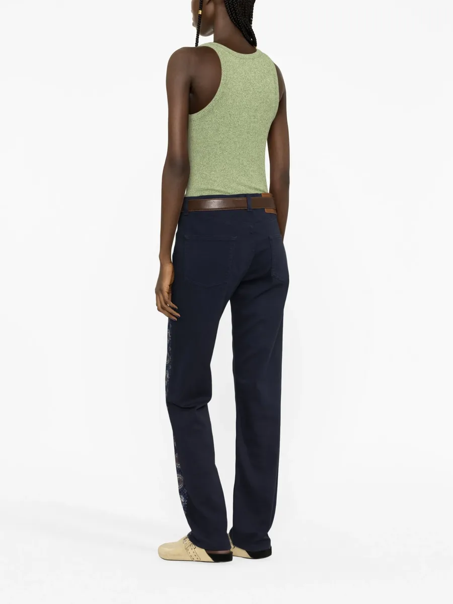 floral-stripes straight-leg jeans 6