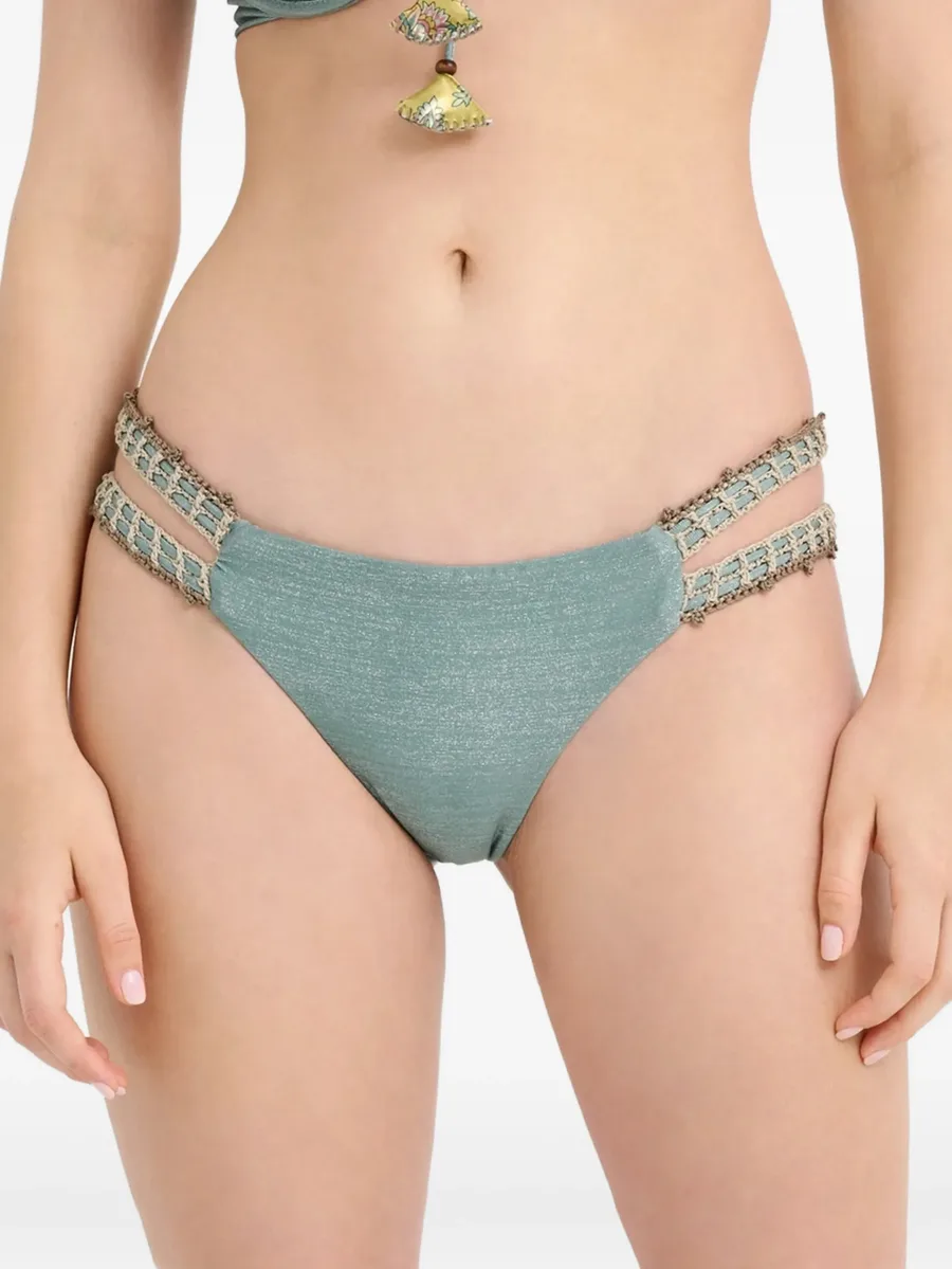 Sumay paisley-print crochet bikini bottoms 10