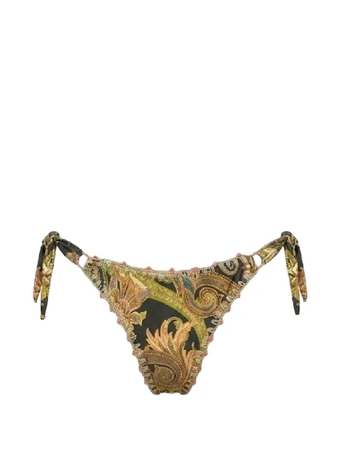 Akal paisley-print crochet-trim bikini bottoms