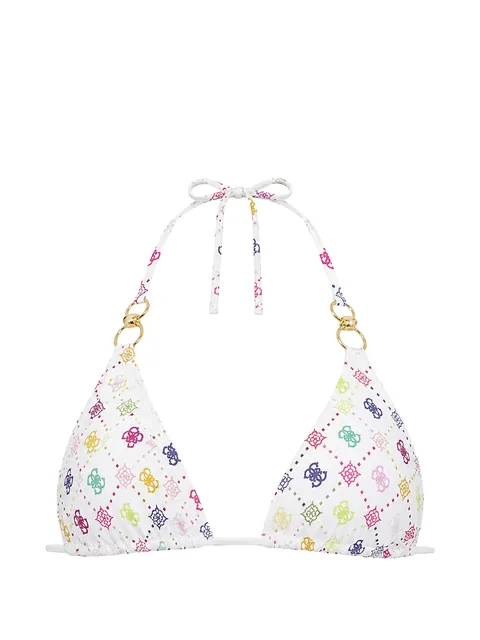 logo-print halterneck bikini top
