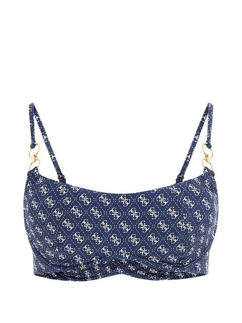monogram-print ring-detail bikini