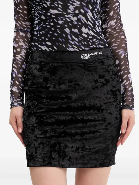 crushed-velvet mini skirt