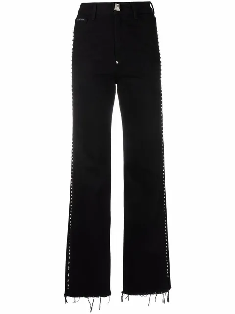 crystal-embellished wide jeans