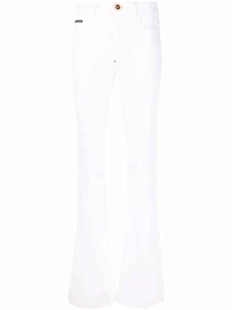 high-waisted flared jeans