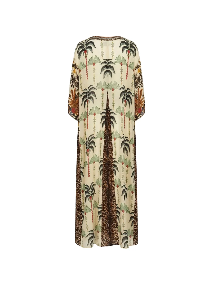 palm-print leopard-panel robe 4
