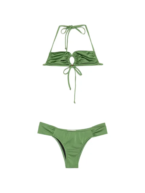 ruched ring-detail bikini