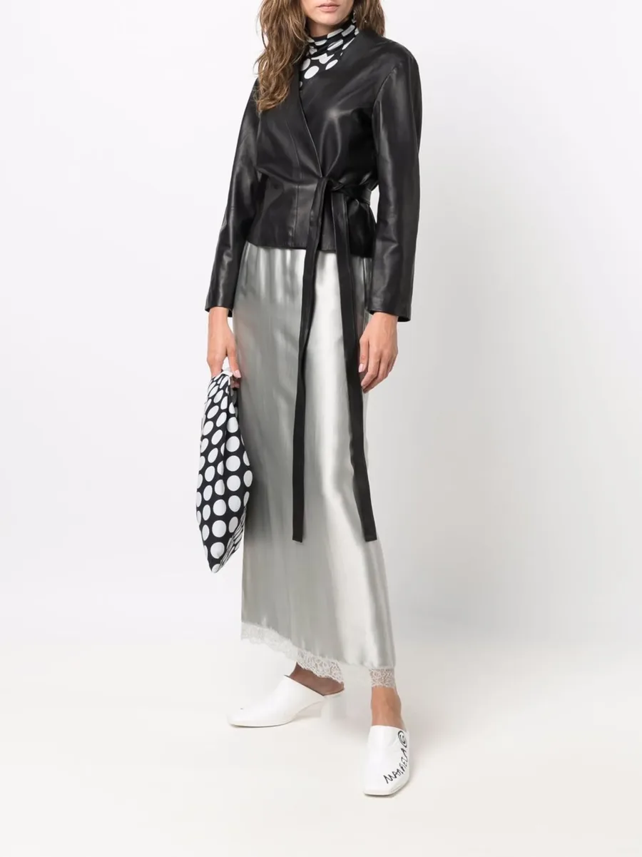 wrap-style leather jacket 3