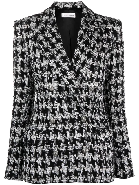bouclé houndstooth-pattern blazer