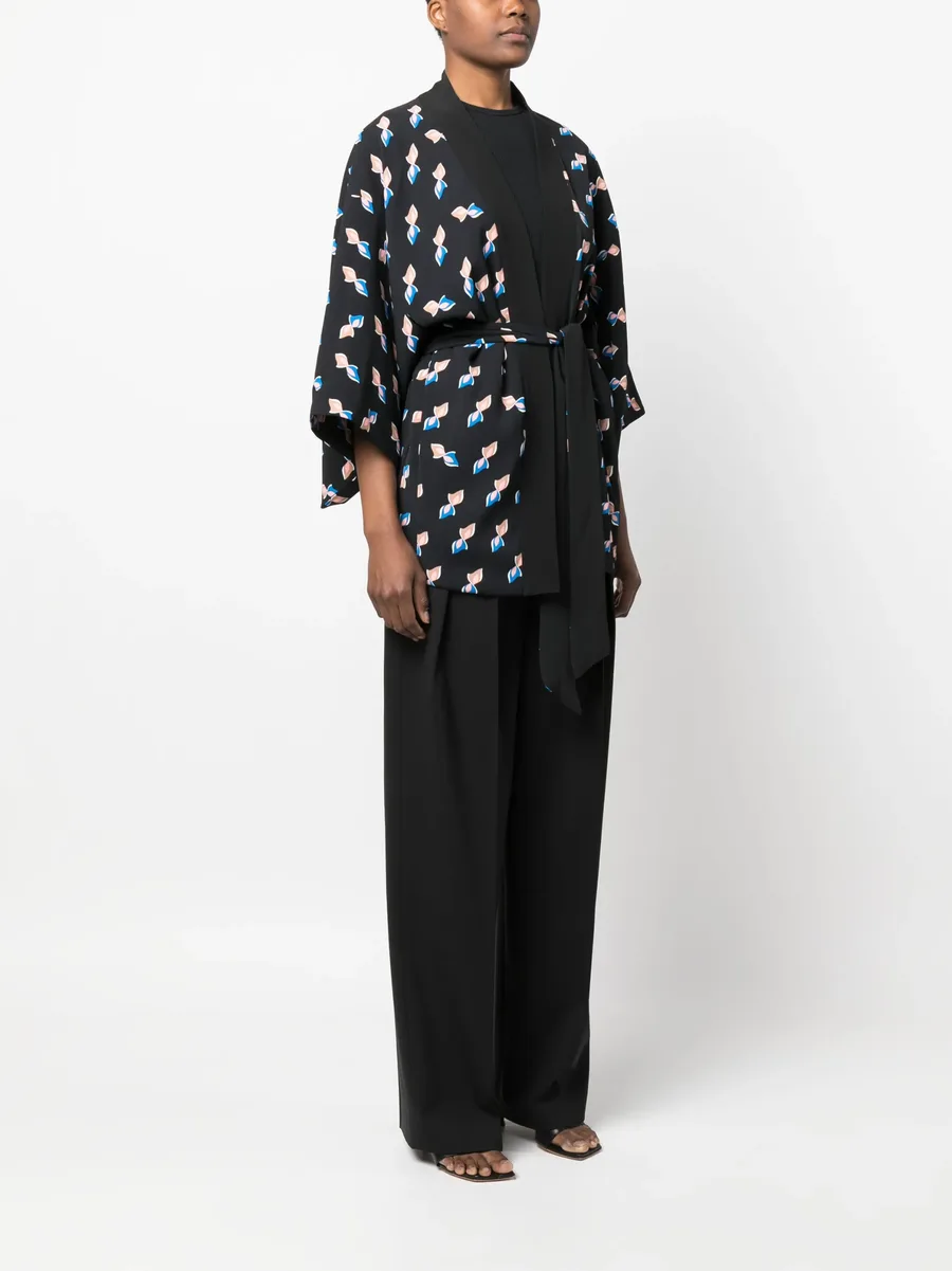 graphic-print belted kimono 6