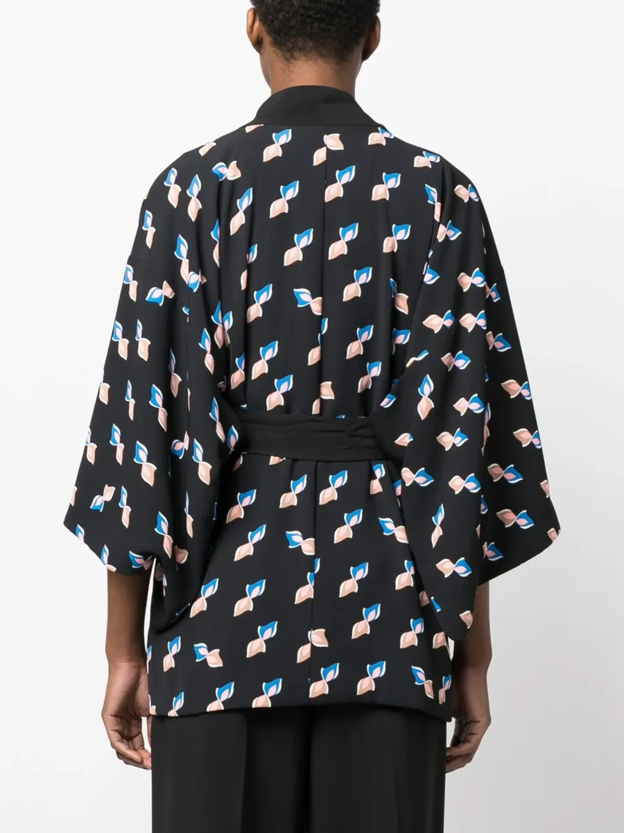 graphic-print belted kimono 8