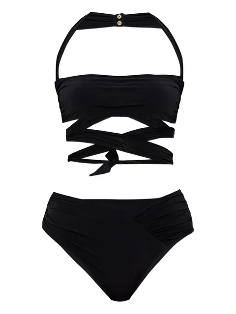 wrap-effect halter-neck bikini
