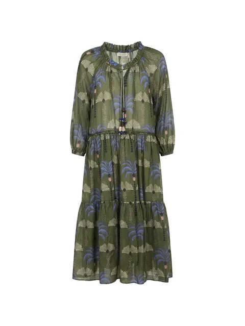 Caterina palm-print tiered dress