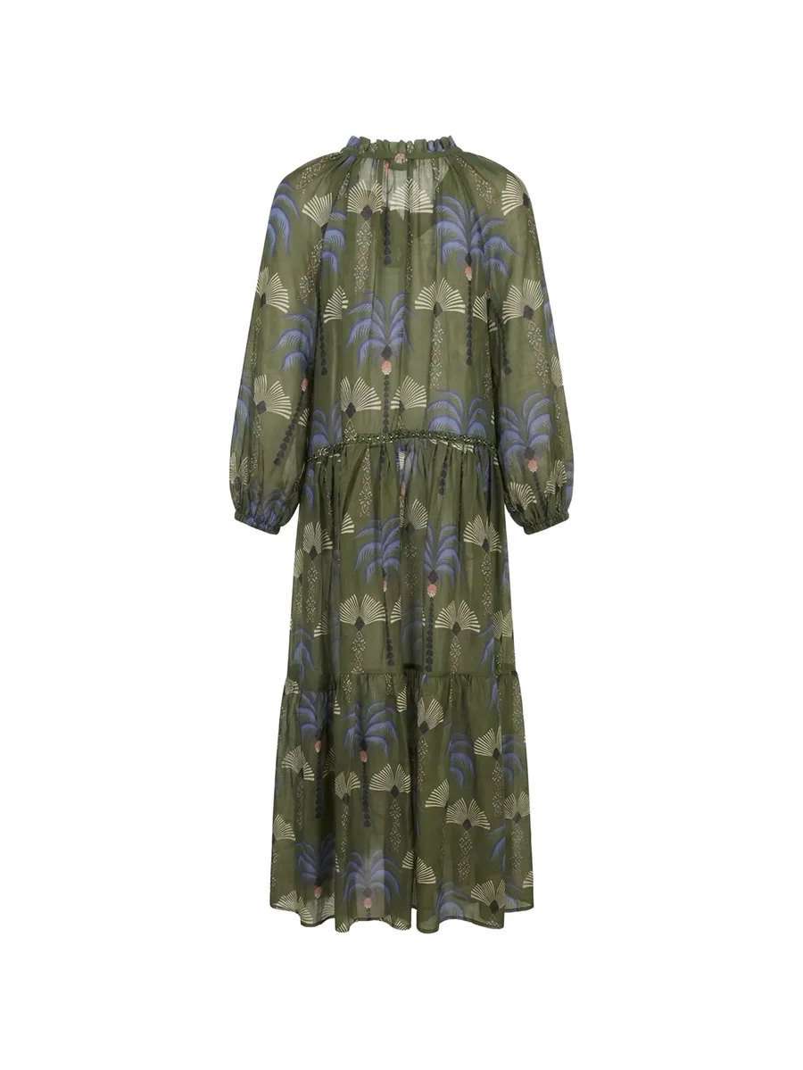 Caterina palm-print tiered dress 4