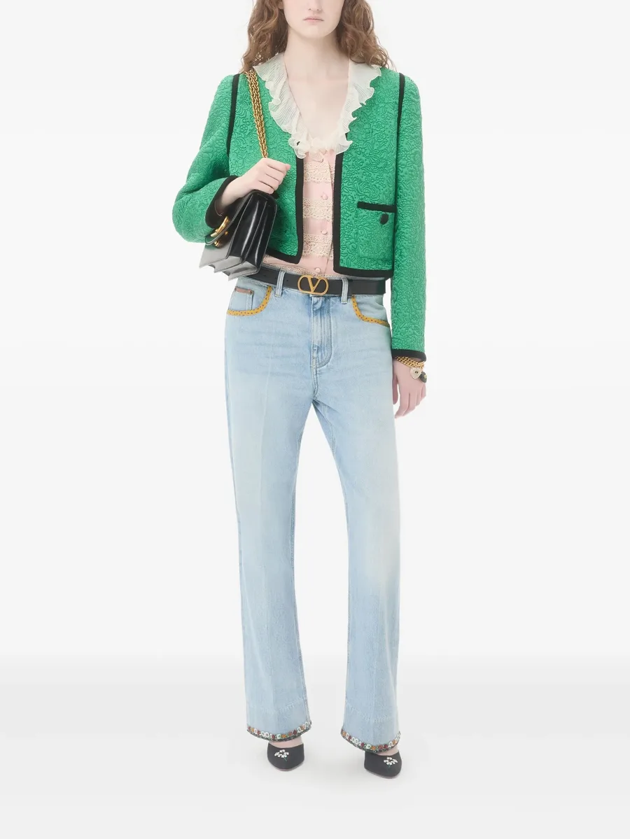 floral-hem faded jeans 4