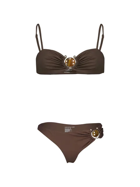 stone-embelishment bandeau bikini top