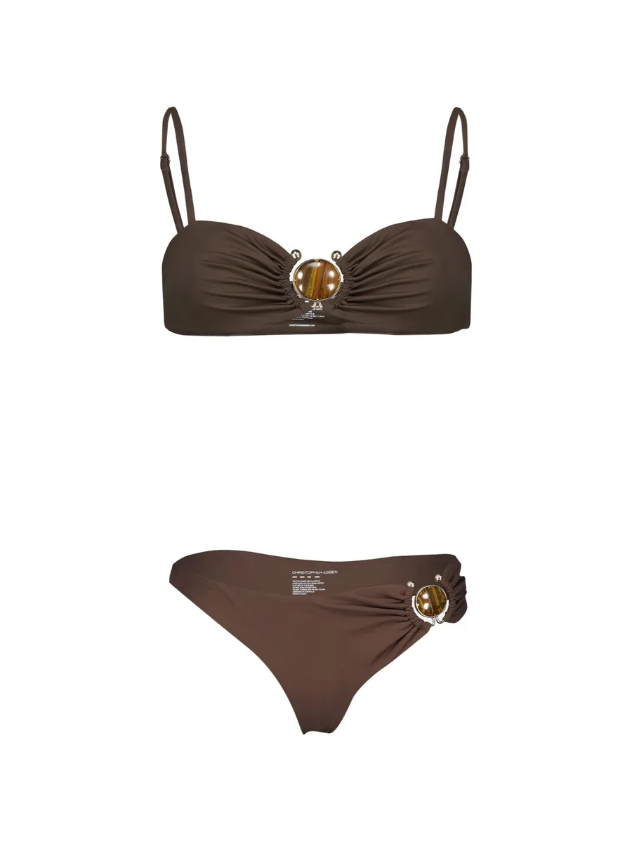 stone-embelishment bandeau bikini top 1