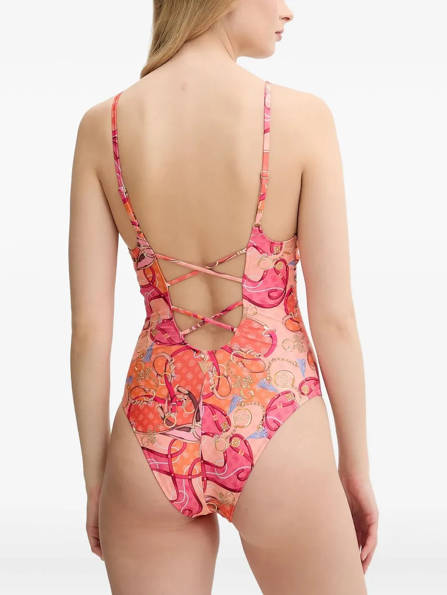 chain-embellished print swimsuit 4