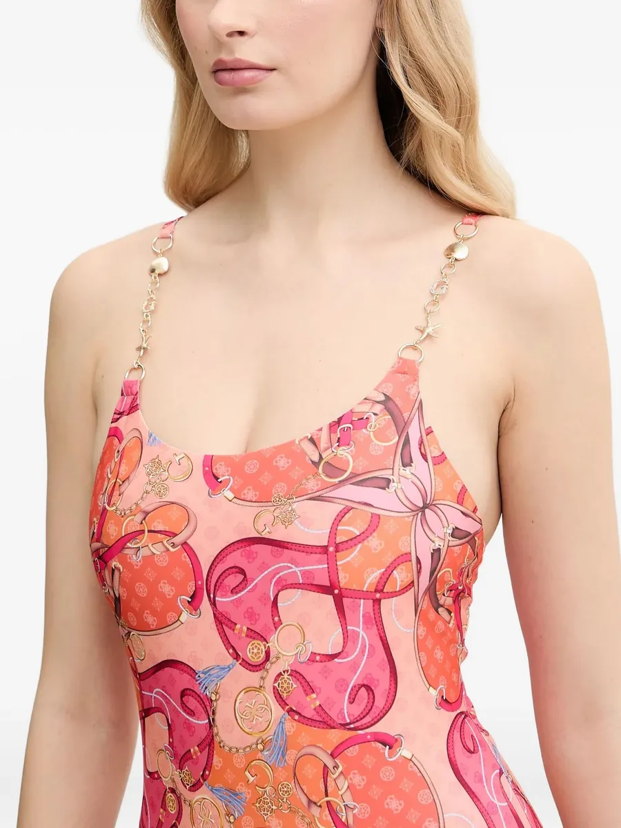 chain-embellished print swimsuit 6