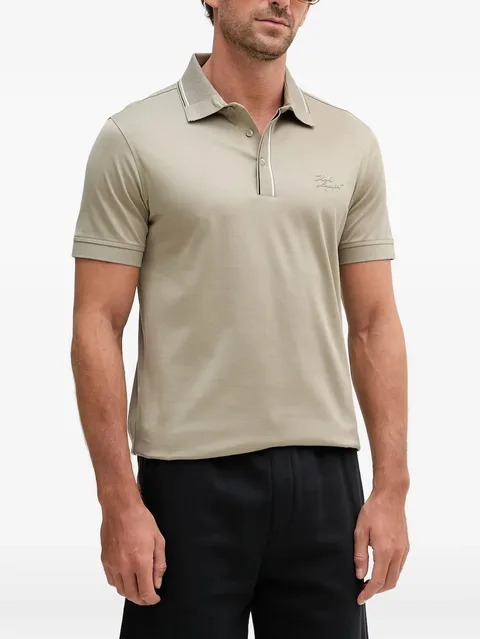 logo-embroidered tipped polo shirt