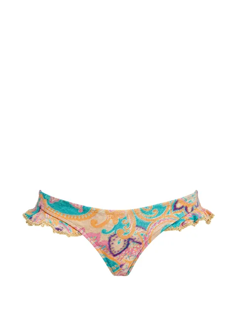 ruffled-detail printed bikini bottoms
