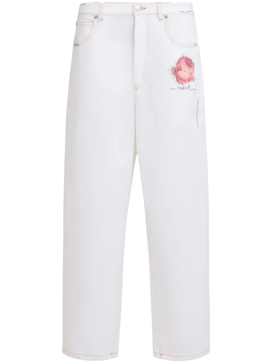 appliquéd tapered jeans 2