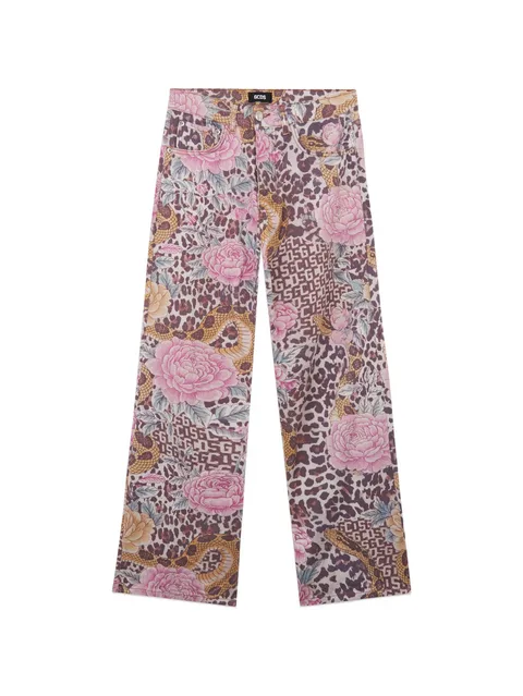 floral-print trousers