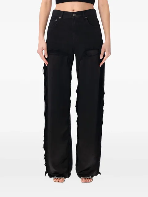 Bonnie frayed satin-panel jeans