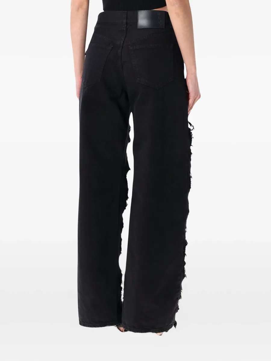 Bonnie frayed satin-panel jeans 4