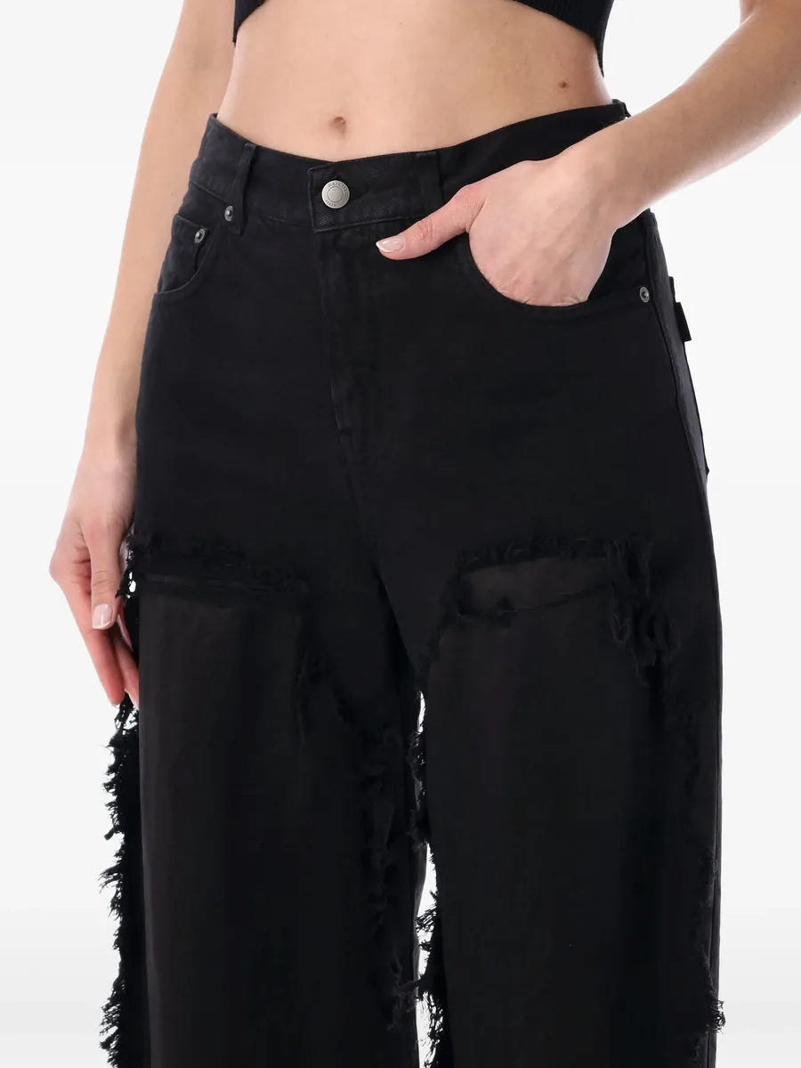 Bonnie frayed satin-panel jeans 6