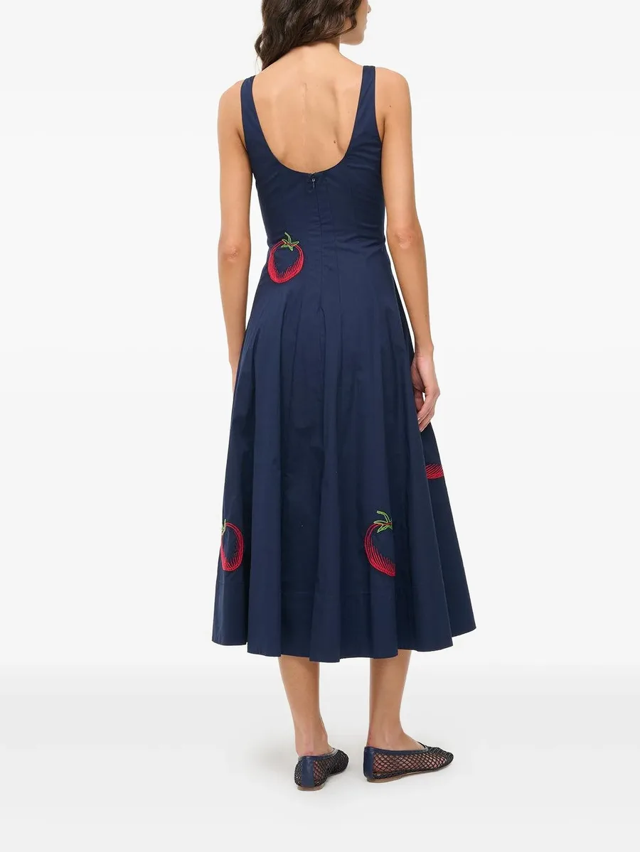 Wells tomato-embroidered midi dress 8