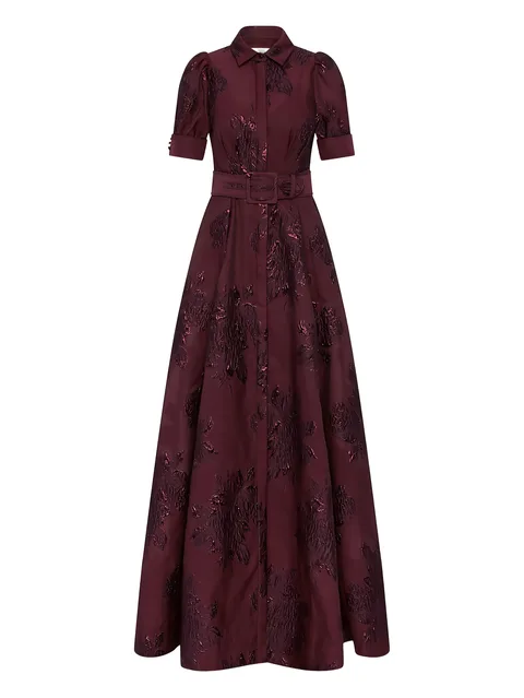 Arlette belted floral short-sleeve maxi dress