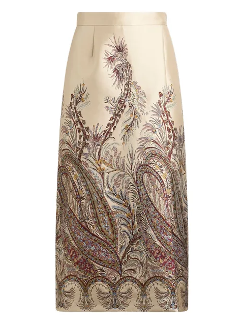 paisley jacquard midi skirt