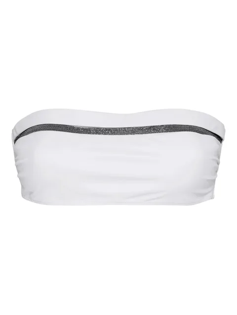Monili-embellished bandeau bikini top