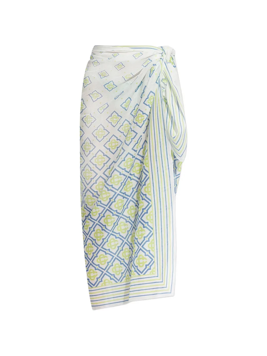 monogram-print pareo 2