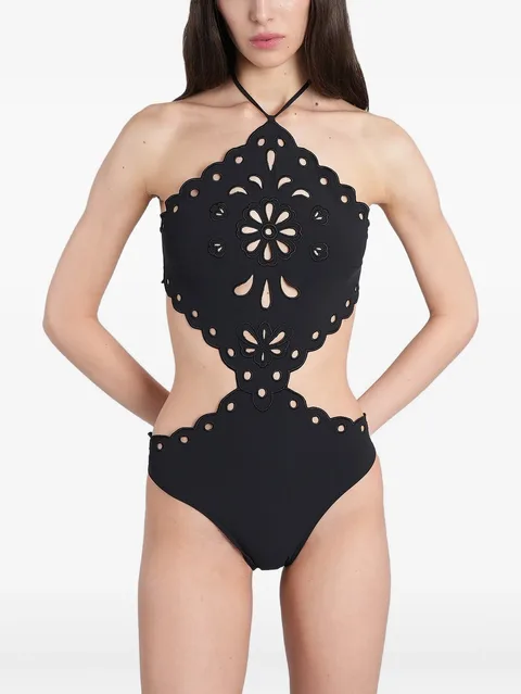Laidie cut-out scalloped-edge swimsuit