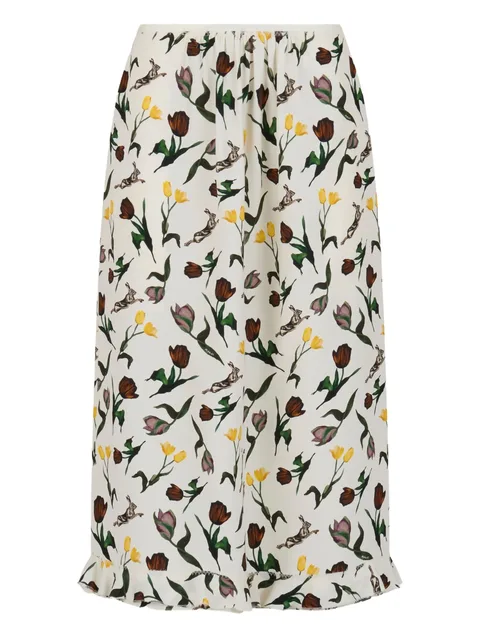 floral-print midi skirt