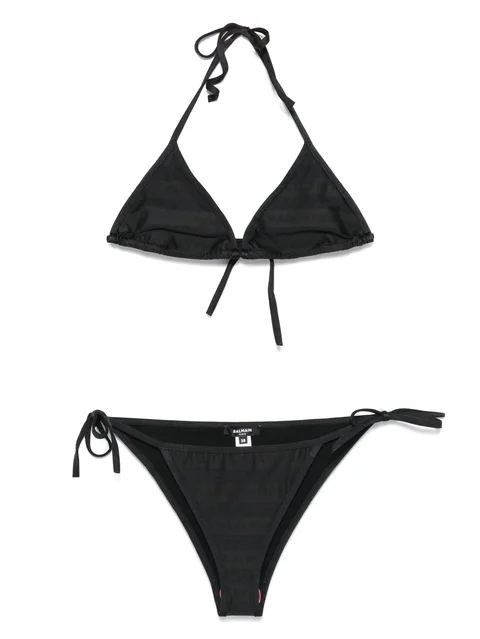 logo-print bikini