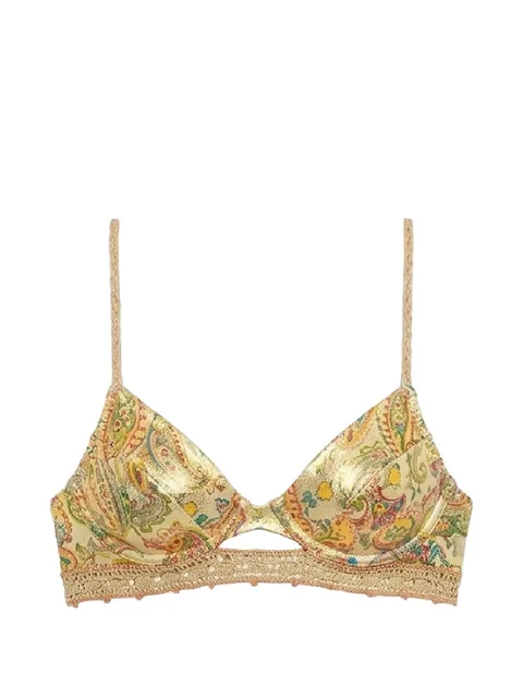 Calanie paisley-print reversible bikini top