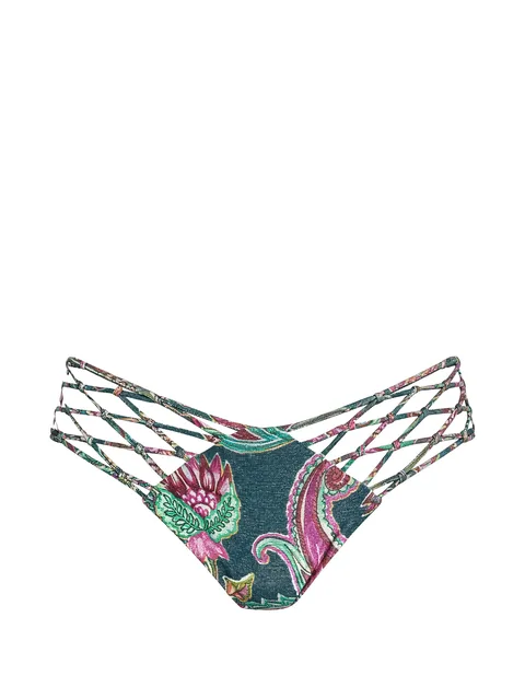Malaki braided colourful-pattern bikini bottoms